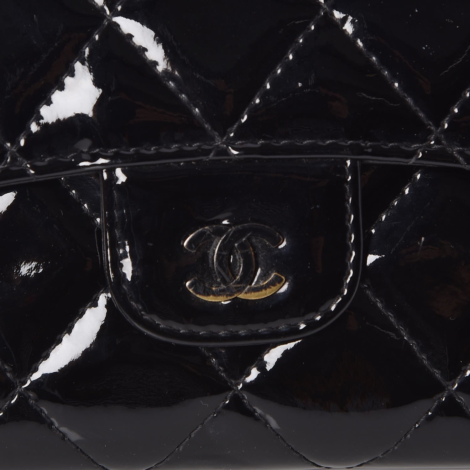 Chanel Patent Calfskin Quilted Large Flap Wallet Black 9 of 9