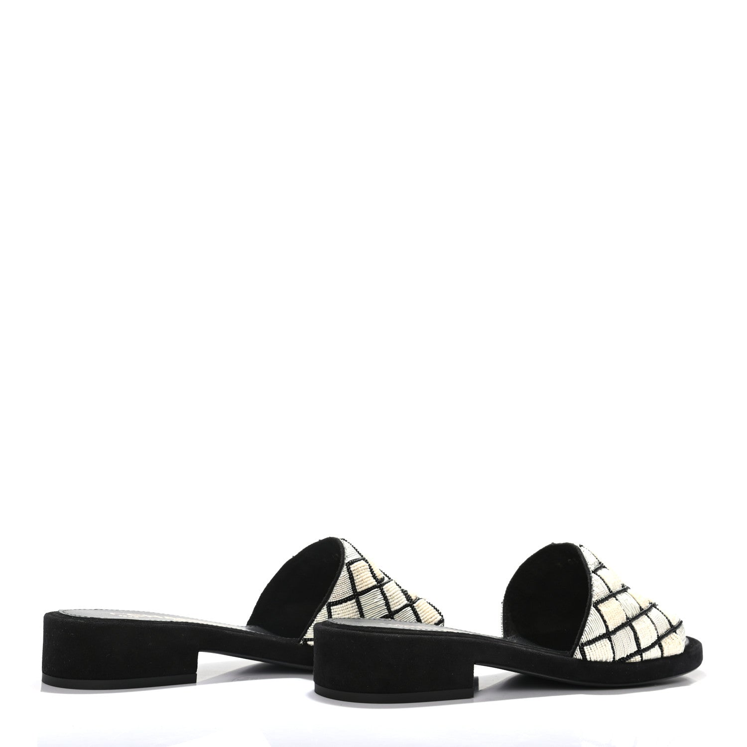 Chanel Pearl Embroidery CC Mules 37 Black White 4 of 7