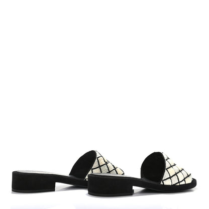 Chanel Pearl Embroidery CC Mules 37 Black White 4 of 7