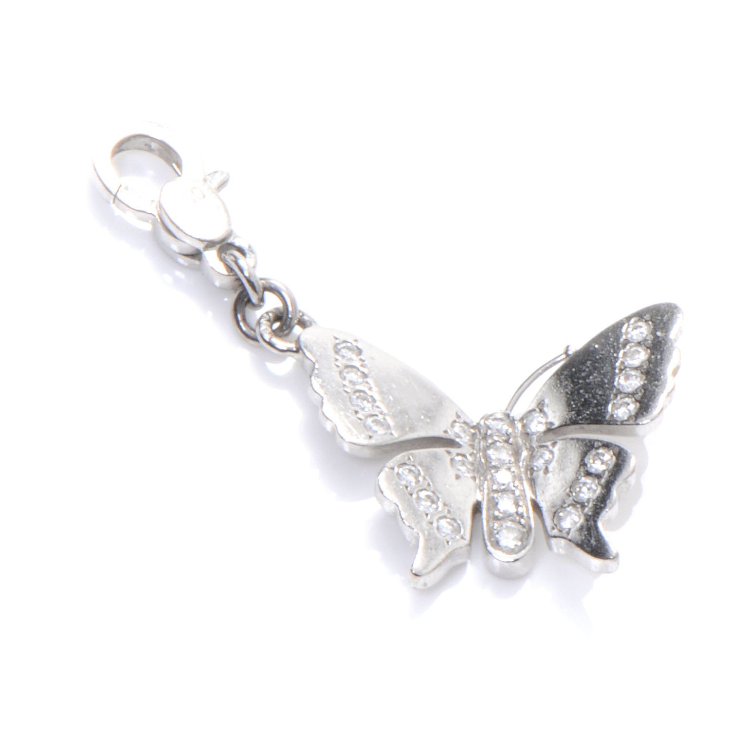 18K White Gold Diamond Butterfly Charm Pendant