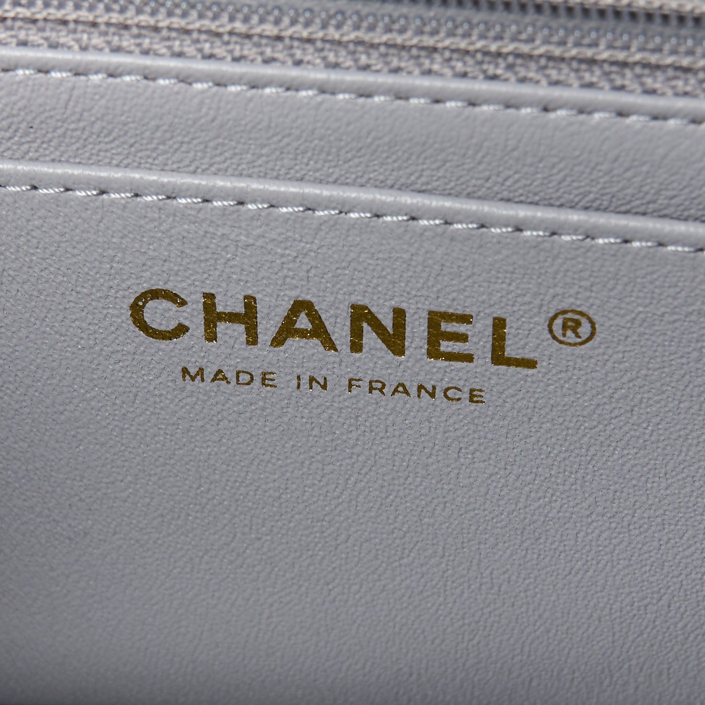 Lambskin Chevron Quilted Mini Rectangular Flap Grey