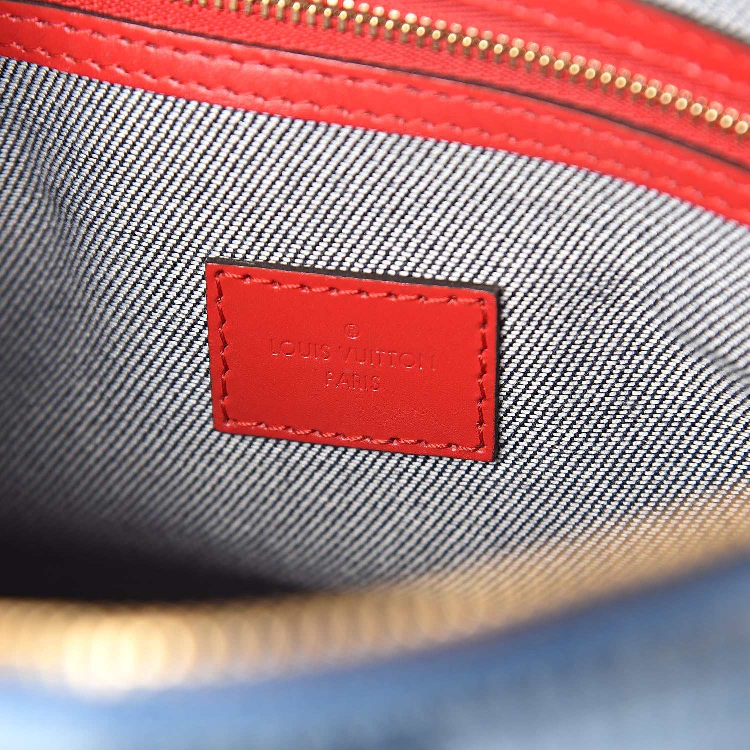 Louis Vuitton Denim Damier Monogram Patchwork Speedy Bandouliere 30 Blue Rouge 7 of 11