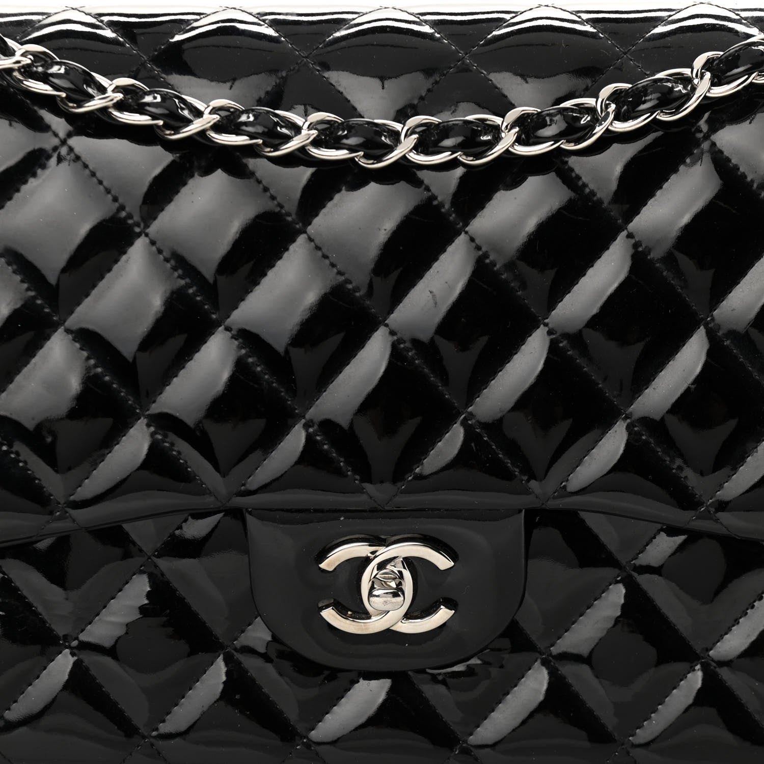 Chanel Patent Quilted Jumbo Double Flap Black 8 of 11