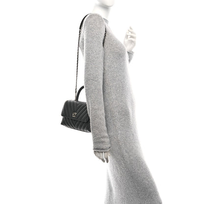 Chanel Caviar Chevron Quilted Mini Coco Handle Flap Dark Grey 2 of 10