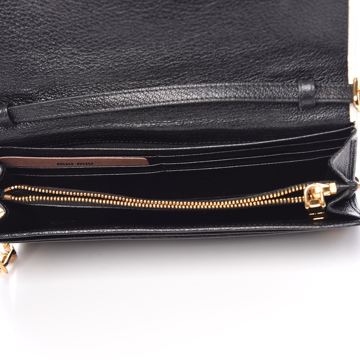 Goatskin Madras Bi-Color Wallet On Chain Black White