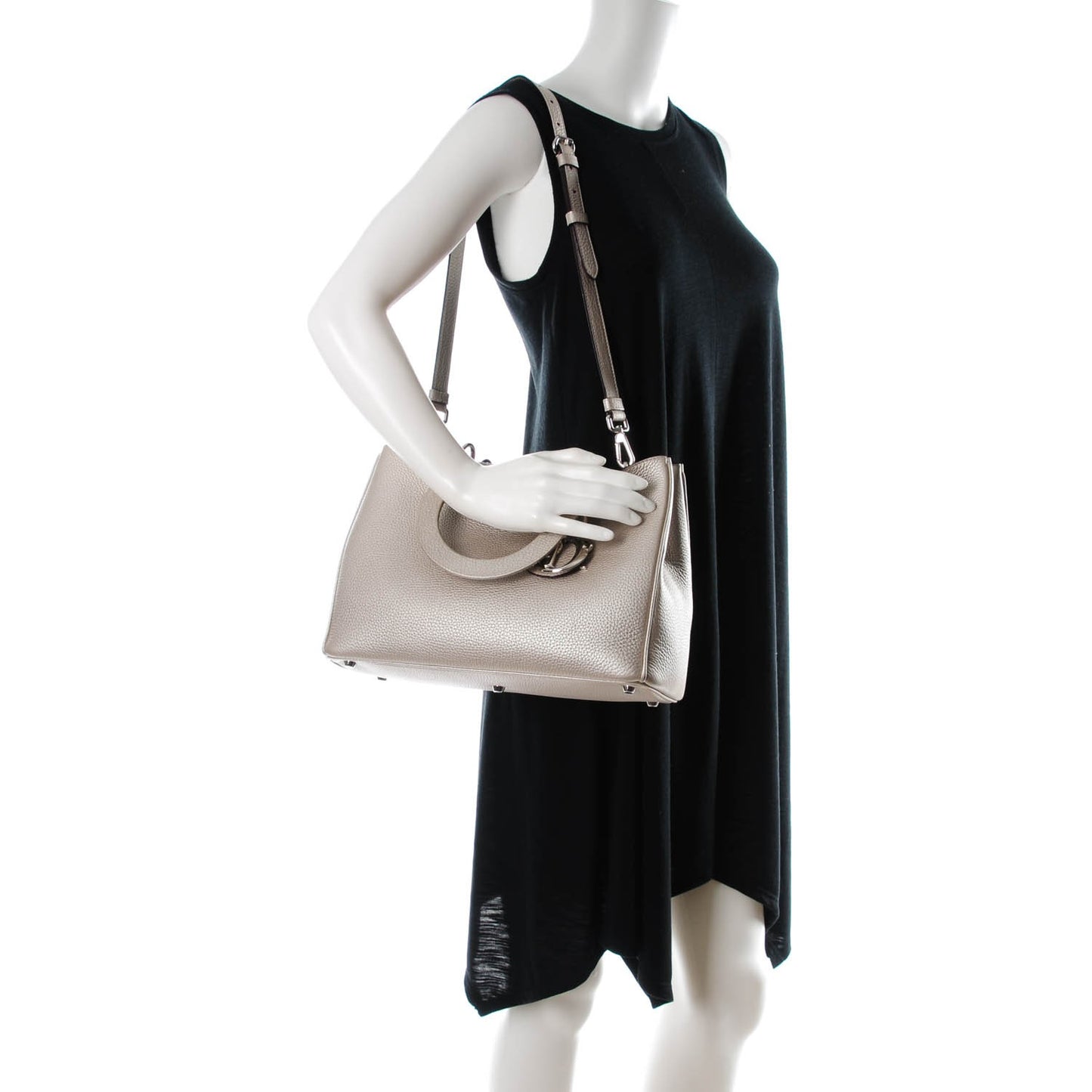 Metallic Bullcalf Medium Diorissimo Bag Champagne