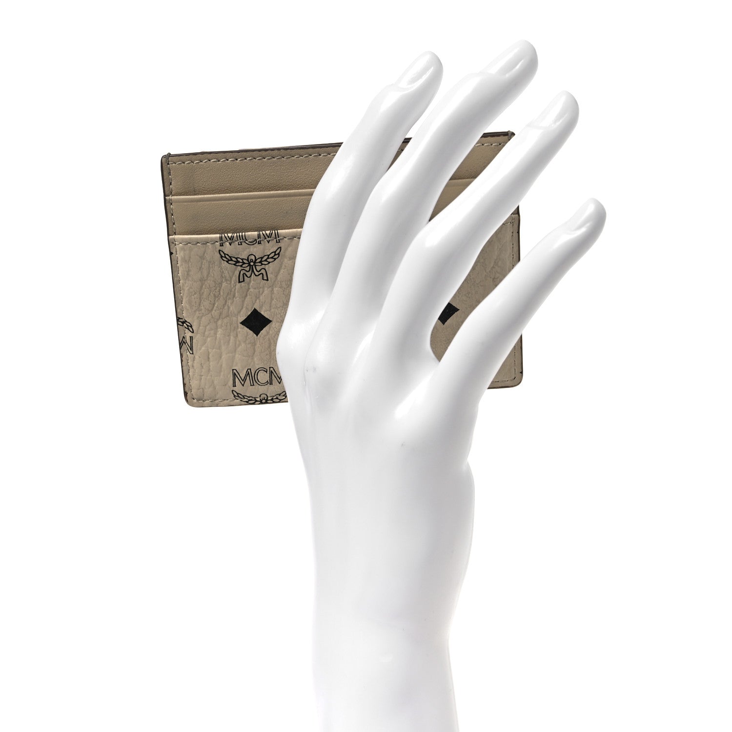 MCM Visetos Mini Card Case Beige 2 of 7
