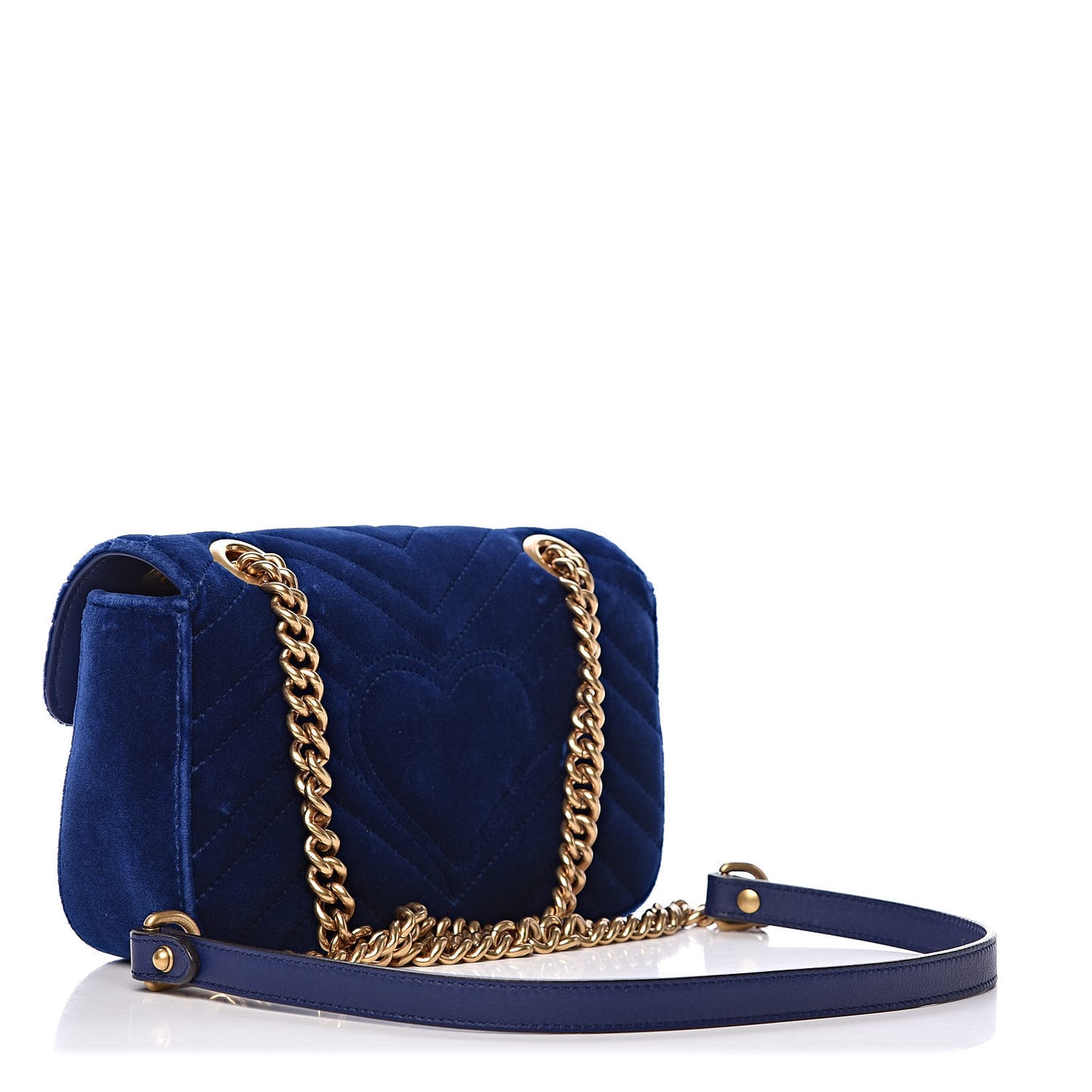 Velvet Matelasse Mini GG Marmont Shoulder Bag Cobalt Blue
