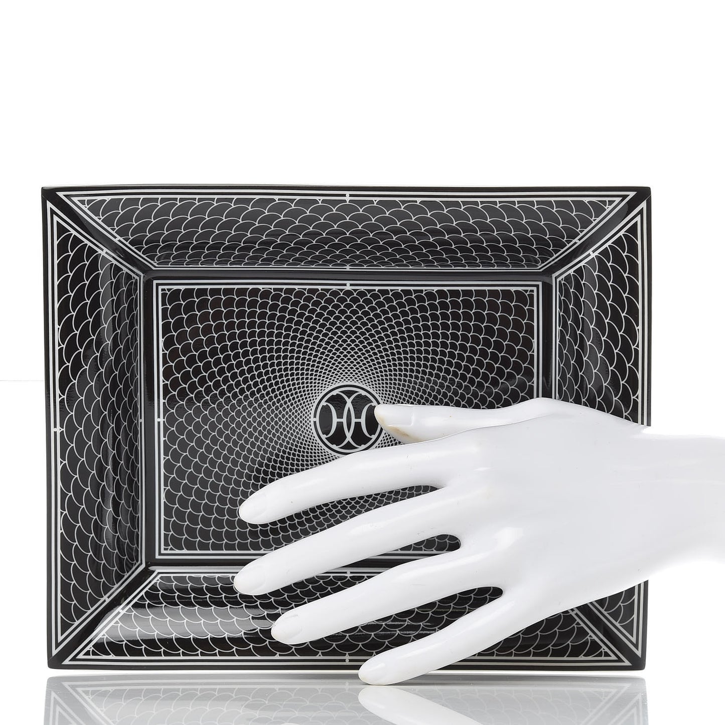Porcelain H Deco Change Tray Black