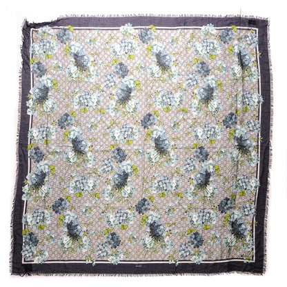 Gucci Modal Silk Monogram New Bloom GG Square Scarf Midnight Blue Sky Blue 1 of 8