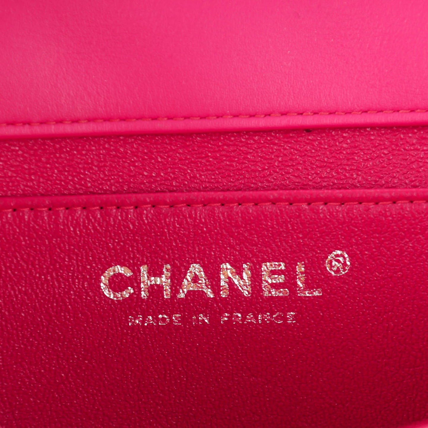 Patent Calfskin Quilted Clutch With Chain Flap Fuchsia