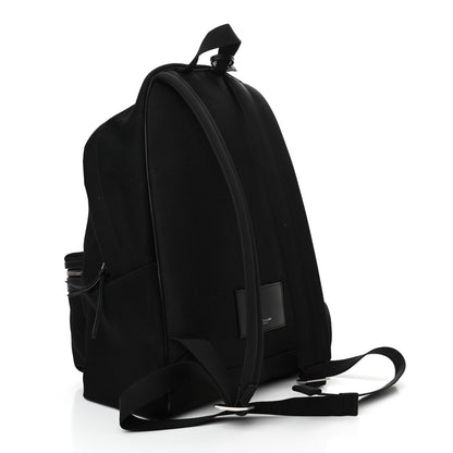Saint Laurent Canvas Signature Embroidered City Backpack Black 3 of 10
