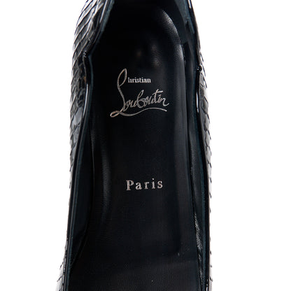 Christian Louboutin Patent Snakeskin Embossed Hot Chickita Flats 38.5 Black 7 of 8