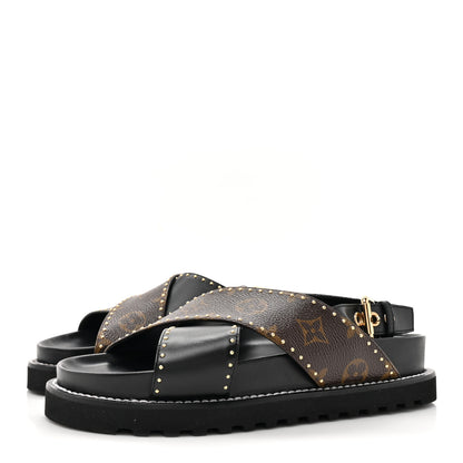 Louis Vuitton Monogram Paseo Flat Comfort Sandals 36 Black 3 of 10