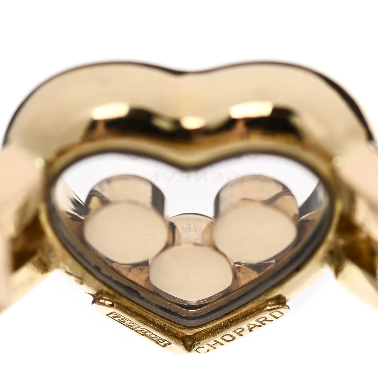 18K Yellow Gold 3 Happy Diamond Heart Ring 47 4.25