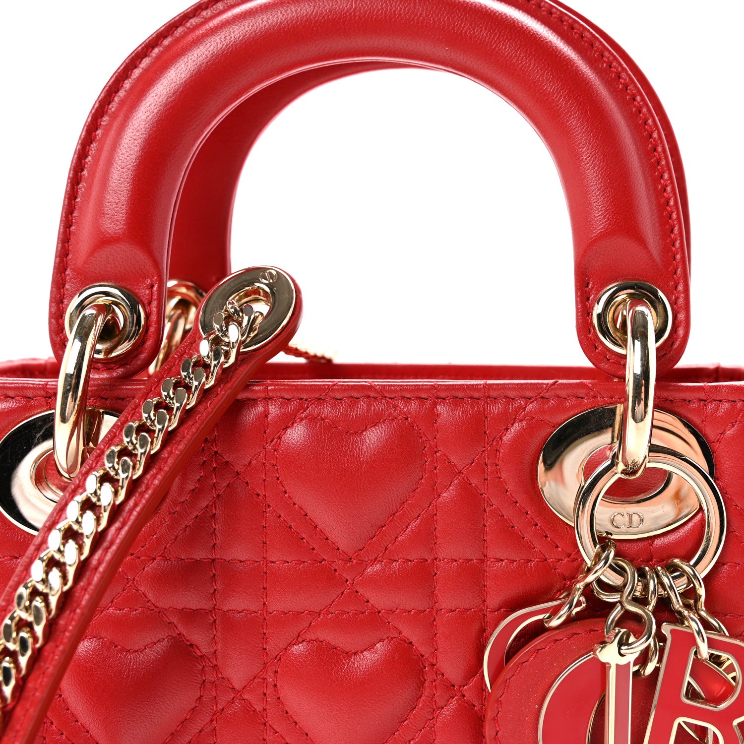 Christian Dior Calfskin Cannage Dioramour Mini Lady Dior Bag Bright Red 7 of 10
