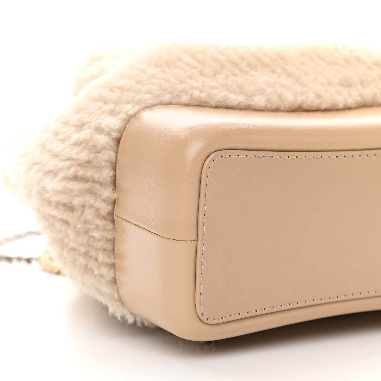 Shearling Small Gabrielle Backpack Dark Beige
