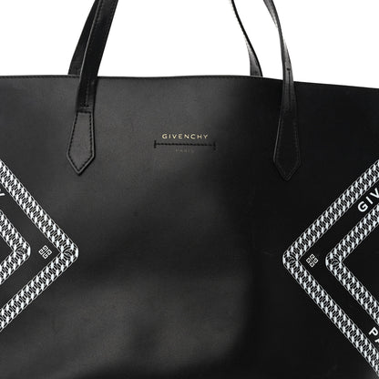 Givenchy Smooth Calfskin Logo Chain Wing Shopper Tote Black White 8 of 14