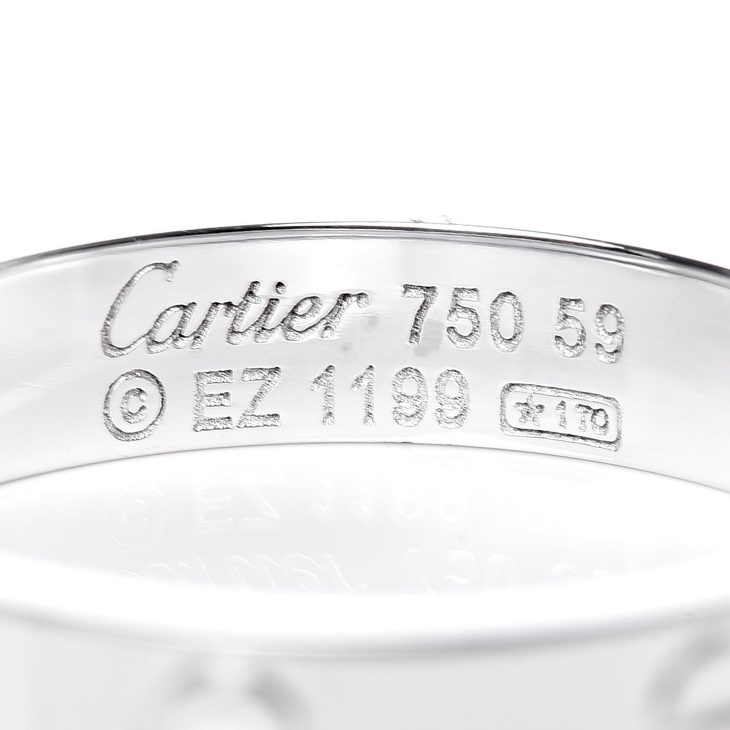 18K White Gold 4mm LOVE Wedding Band Ring 59 8.75