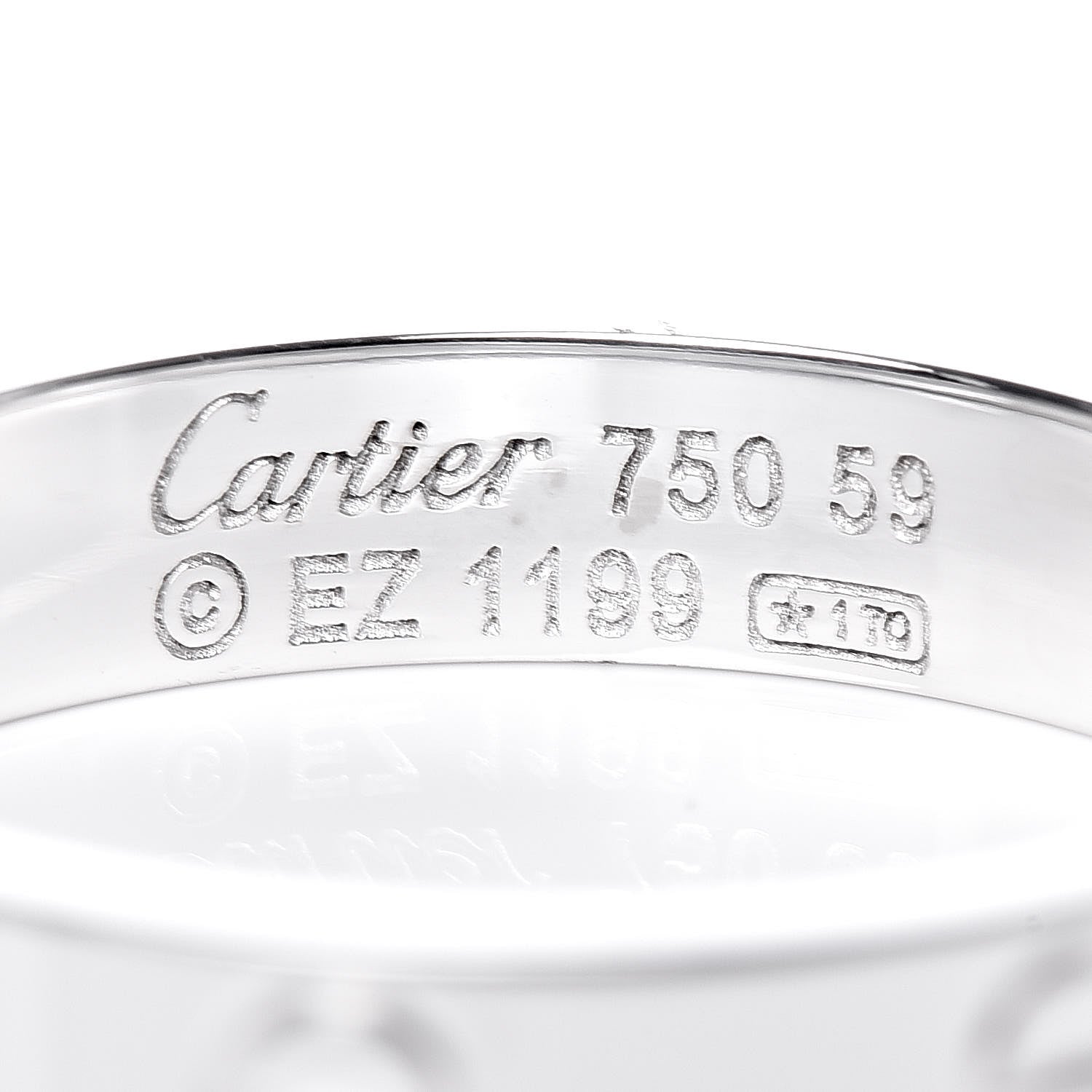 Cartier 18K White Gold 4mm LOVE Wedding Band Ring 59 8.75 4 of 5