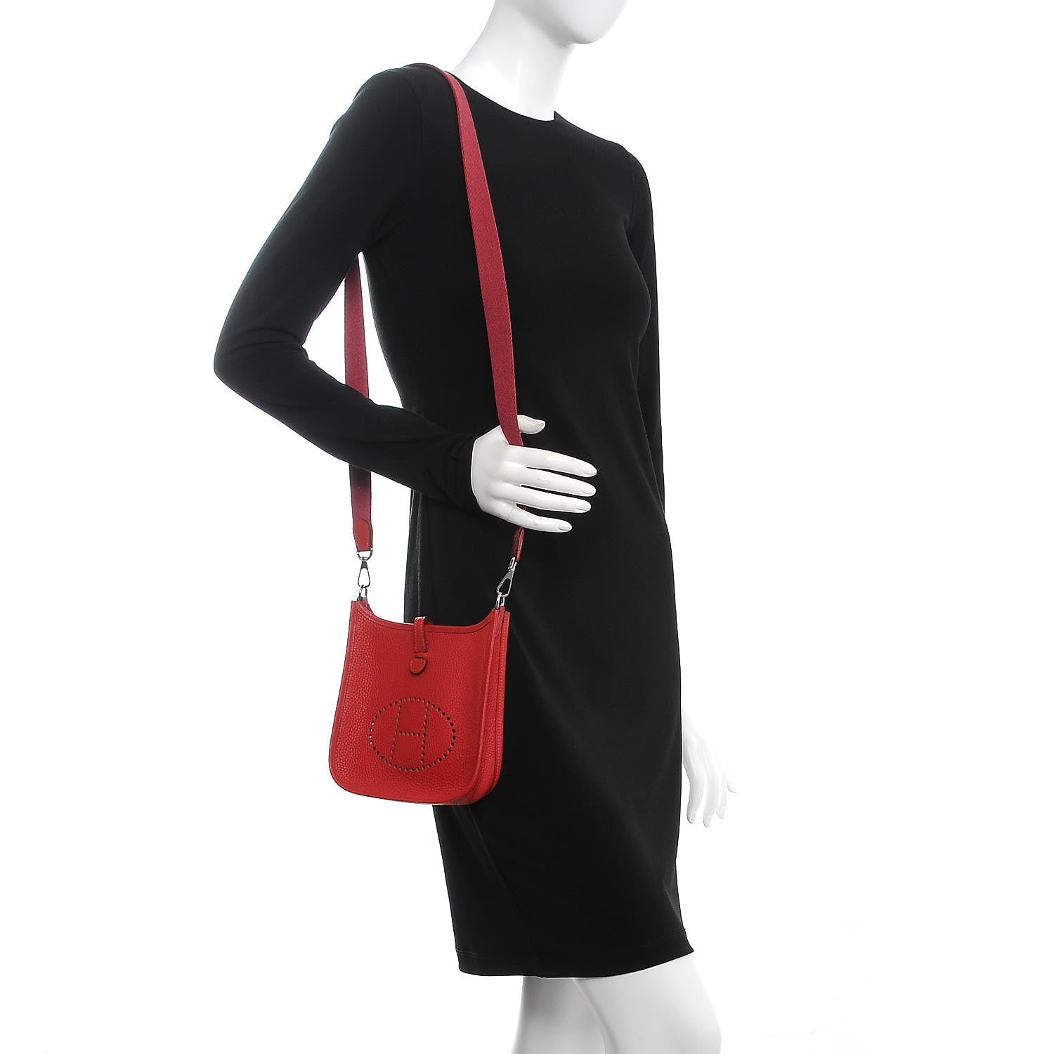 Hermes Taurillon Clemence Evelyne TPM Rouge Casaque 2 of 8