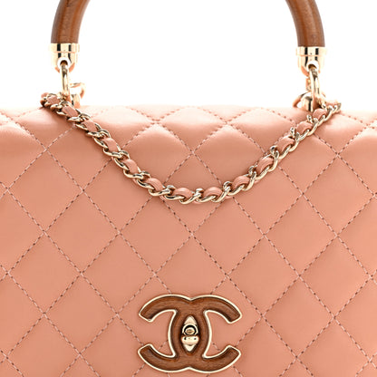 Chanel Lambskin Quilted Wood Mini Coco Handle Flap Beige 7 of 10