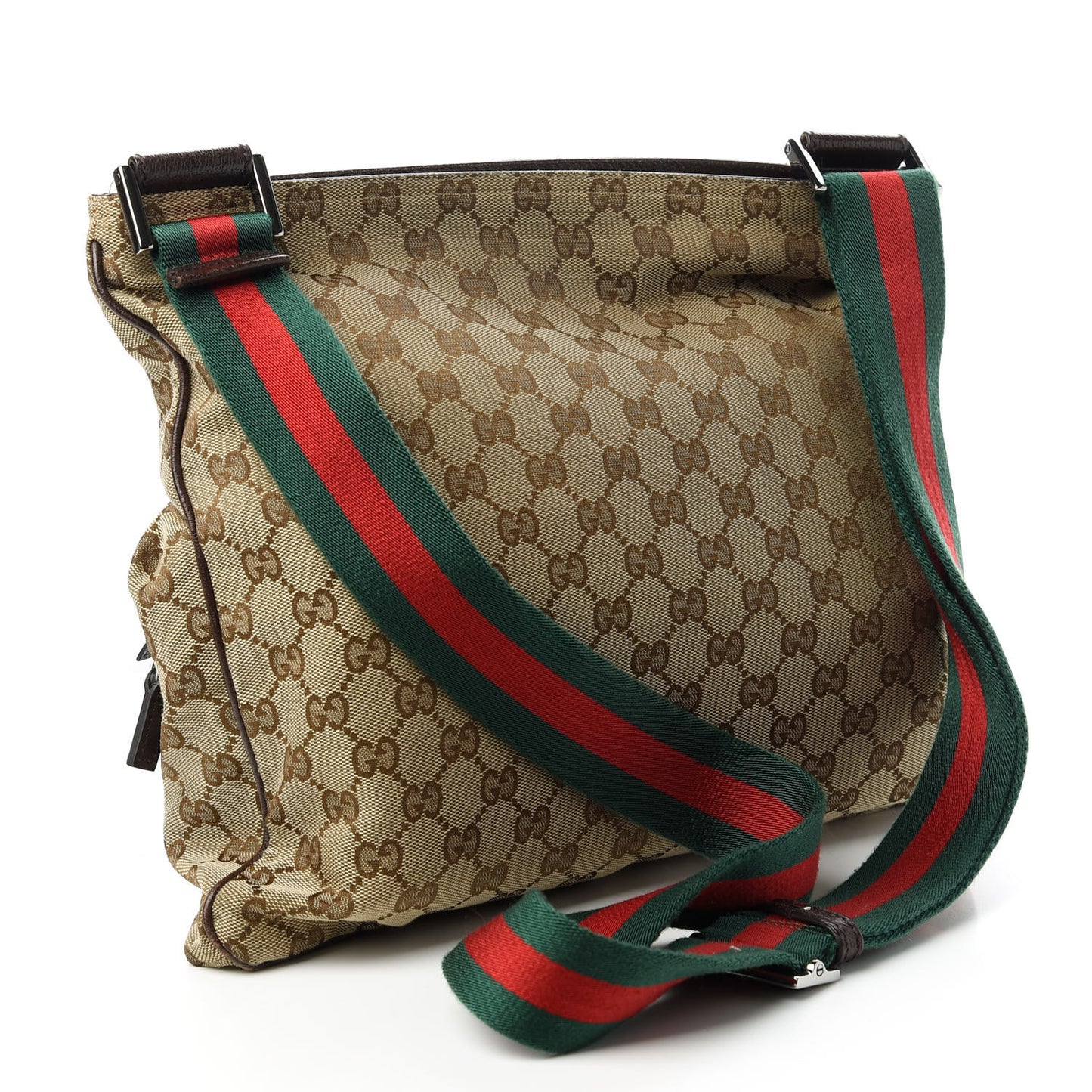 Monogram Web Medium Double Pocket Messenger Bag Dark Brown