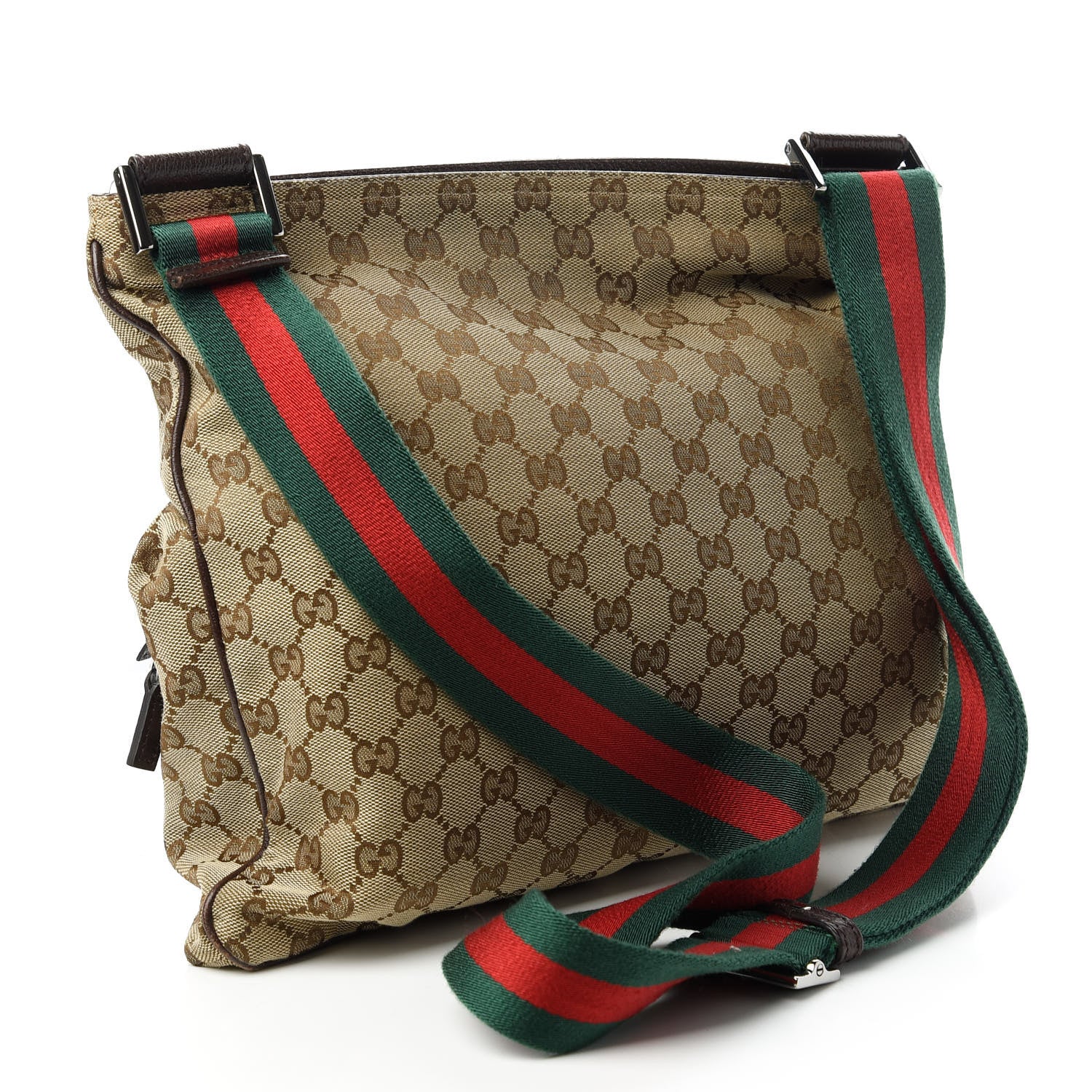Gucci Monogram Web Medium Double Pocket Messenger Bag Dark Brown 3 of 10