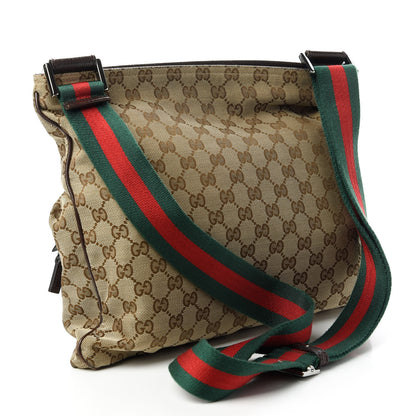 Gucci Monogram Web Medium Double Pocket Messenger Bag Dark Brown 3 of 10
