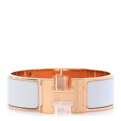 Hermes Enamel Wide Clic Clac H Bracelet GM White 1 of 4