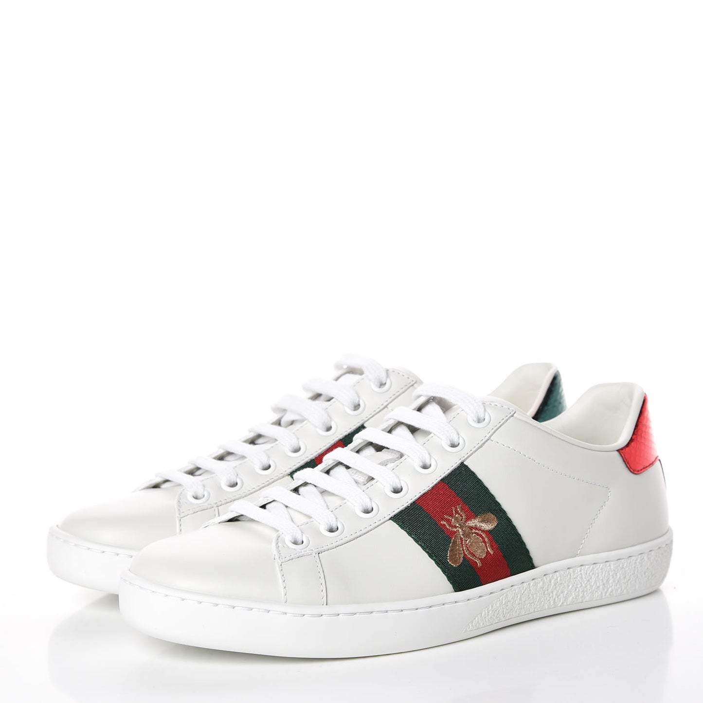 Calfskin Ayers Bee Embroidered Womens Ace Sneakers 36 White Green