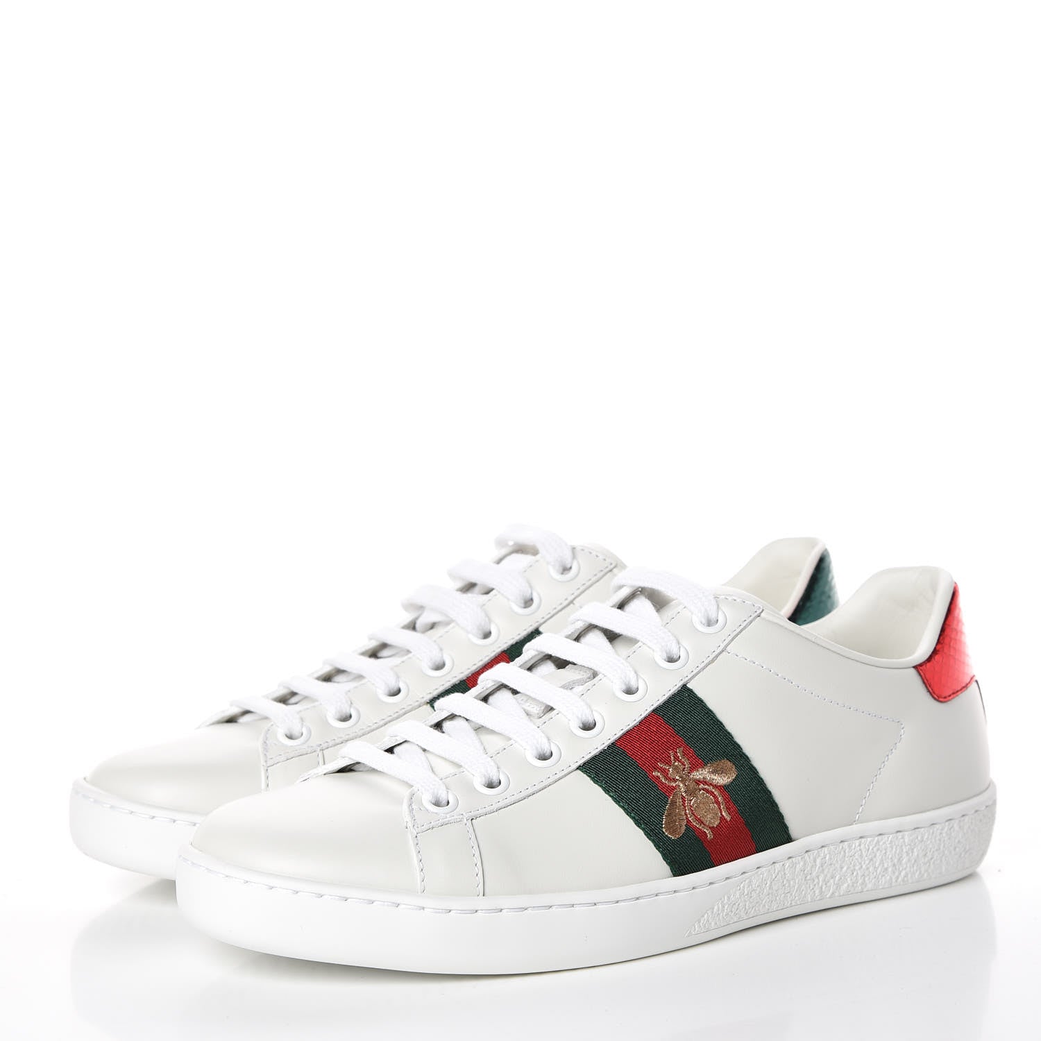 Gucci Calfskin Ayers Bee Embroidered Womens Ace Sneakers 36 White Green 3 of 10
