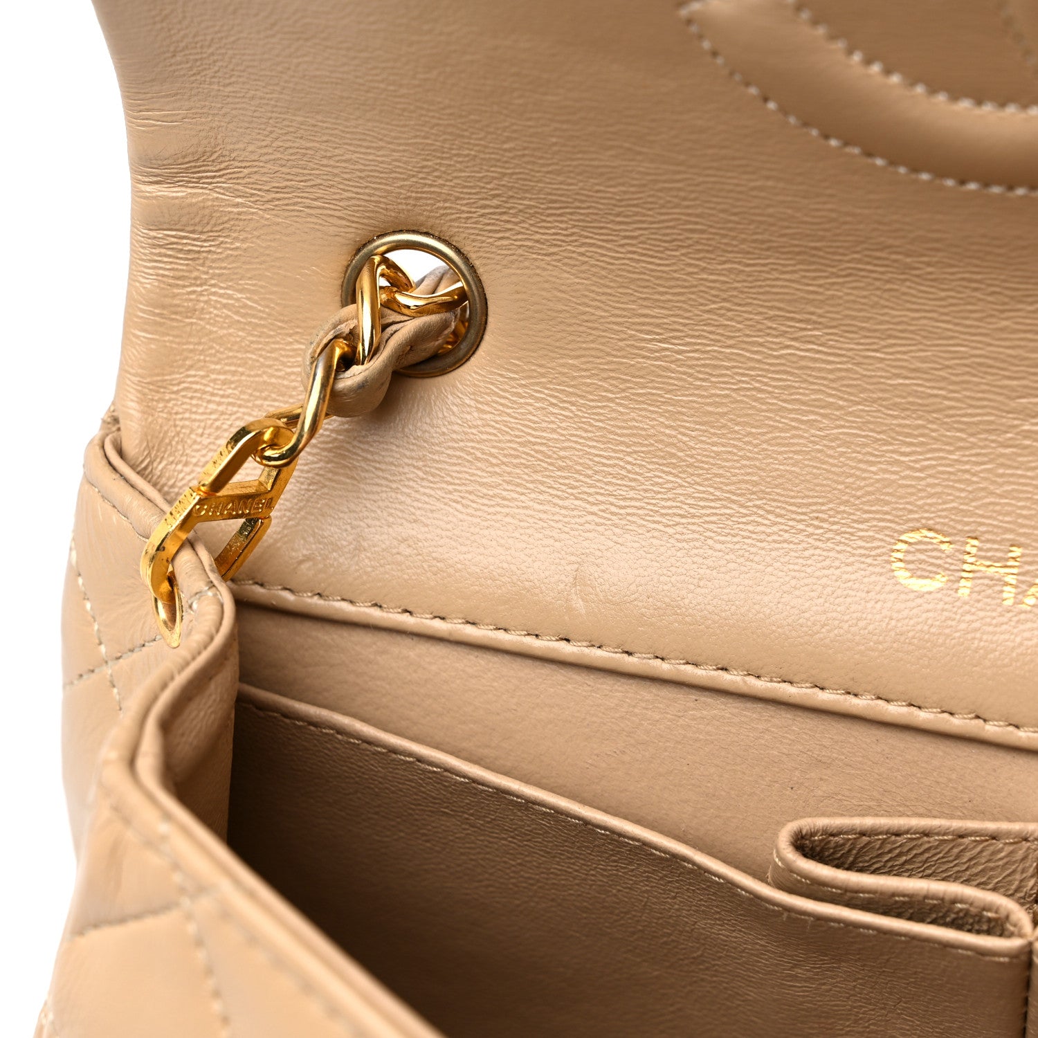 Chanel Lambskin Quilted Small Single Flap Beige 11 of 15