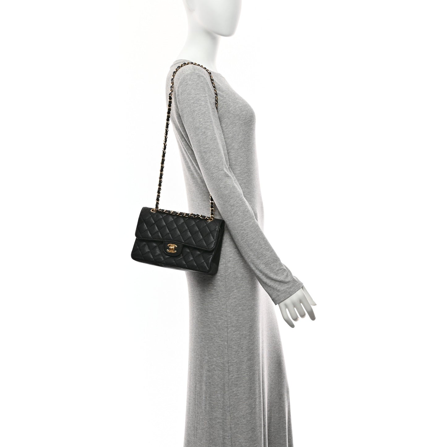 Caviar Quilted Small Double Flap Black