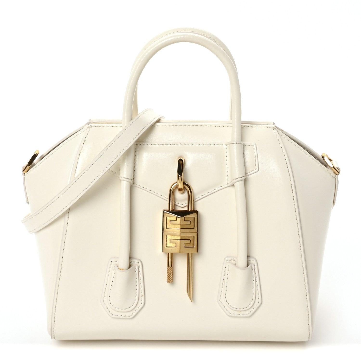 Givenchy Box Calfskin Mini Lock Antigona Shoulder Bag Ivory 1 of 10