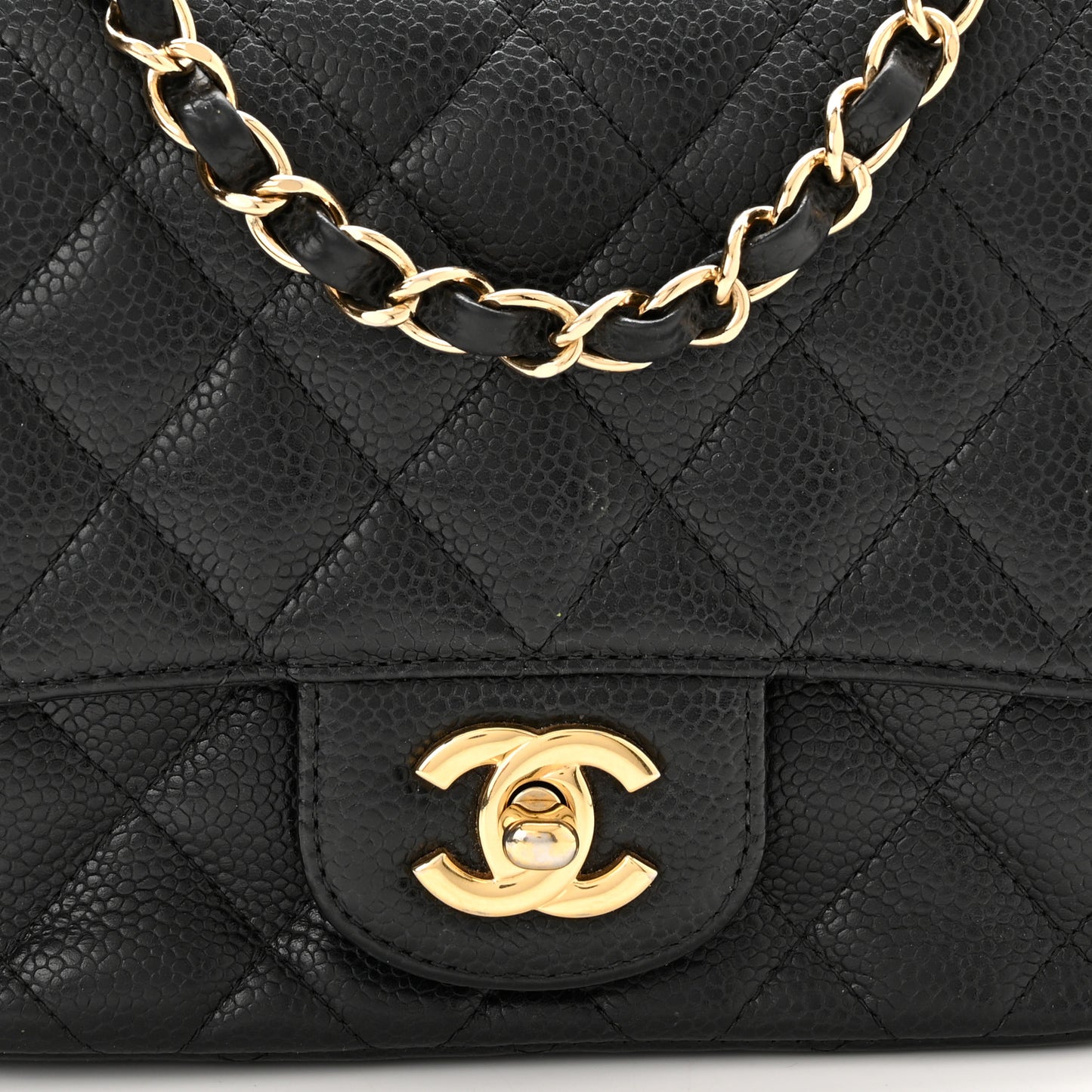 Caviar Quilted Mini Square Flap Black