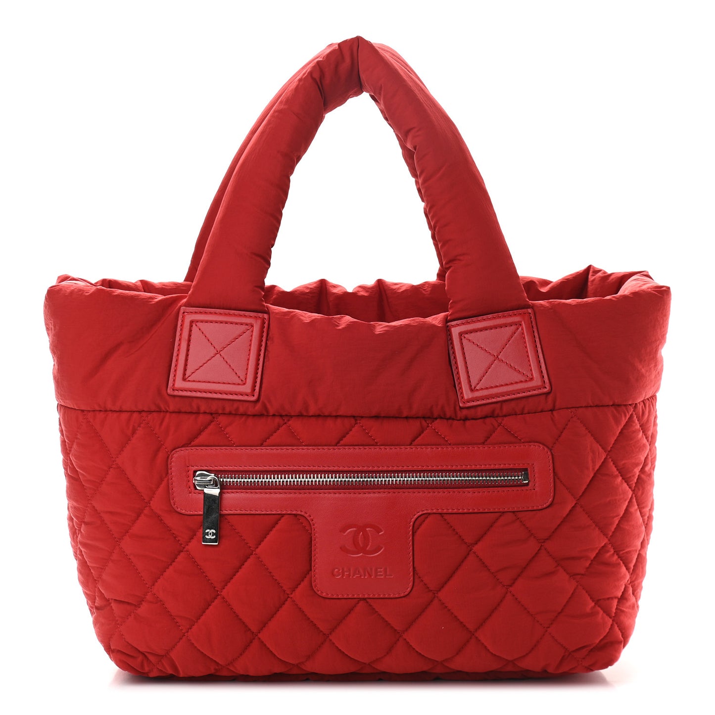 Nylon Quilted Small Coco Cocoon Tote Red