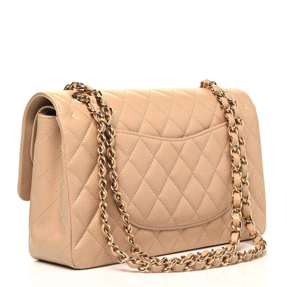 Chanel Caviar Quilted Medium Double Flap Beige 3 of 9