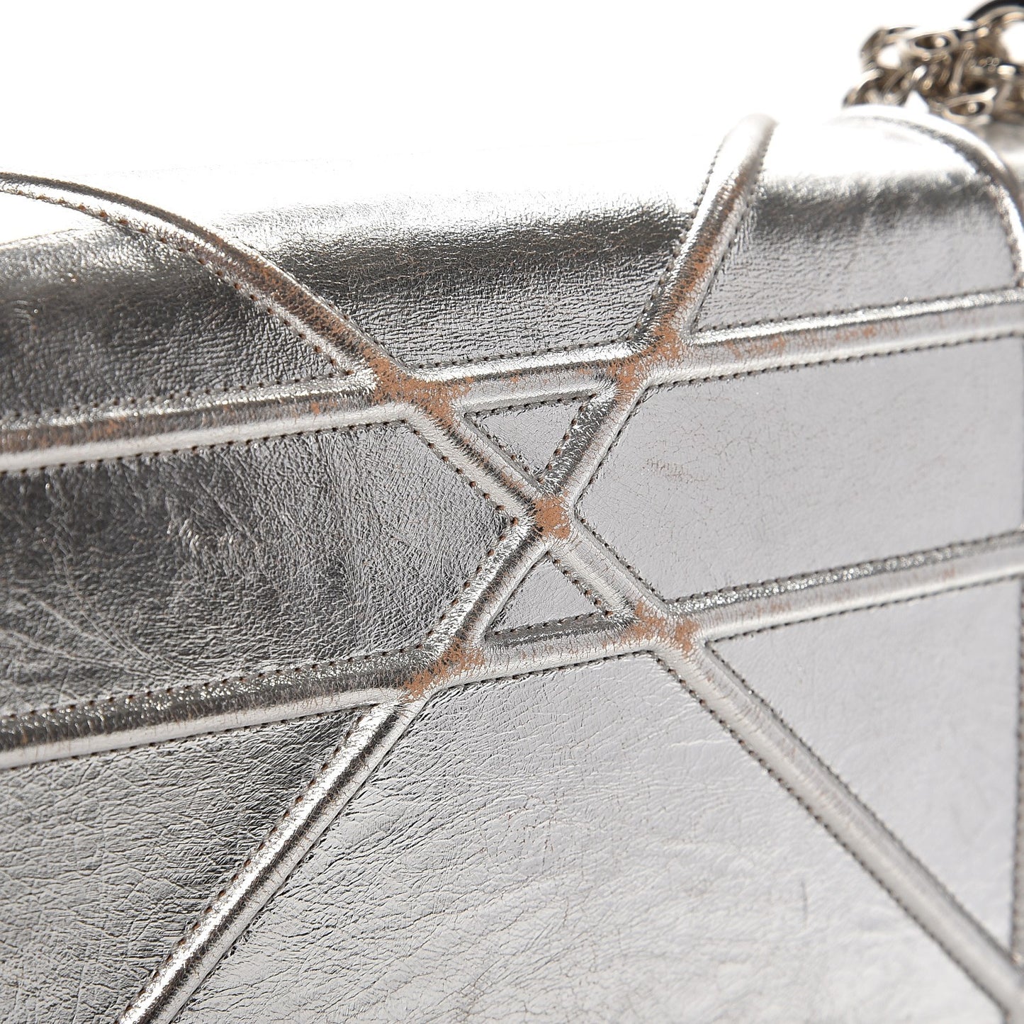 Metallic Crinkled Lambskin Medium Diorama Flap Bag Silver