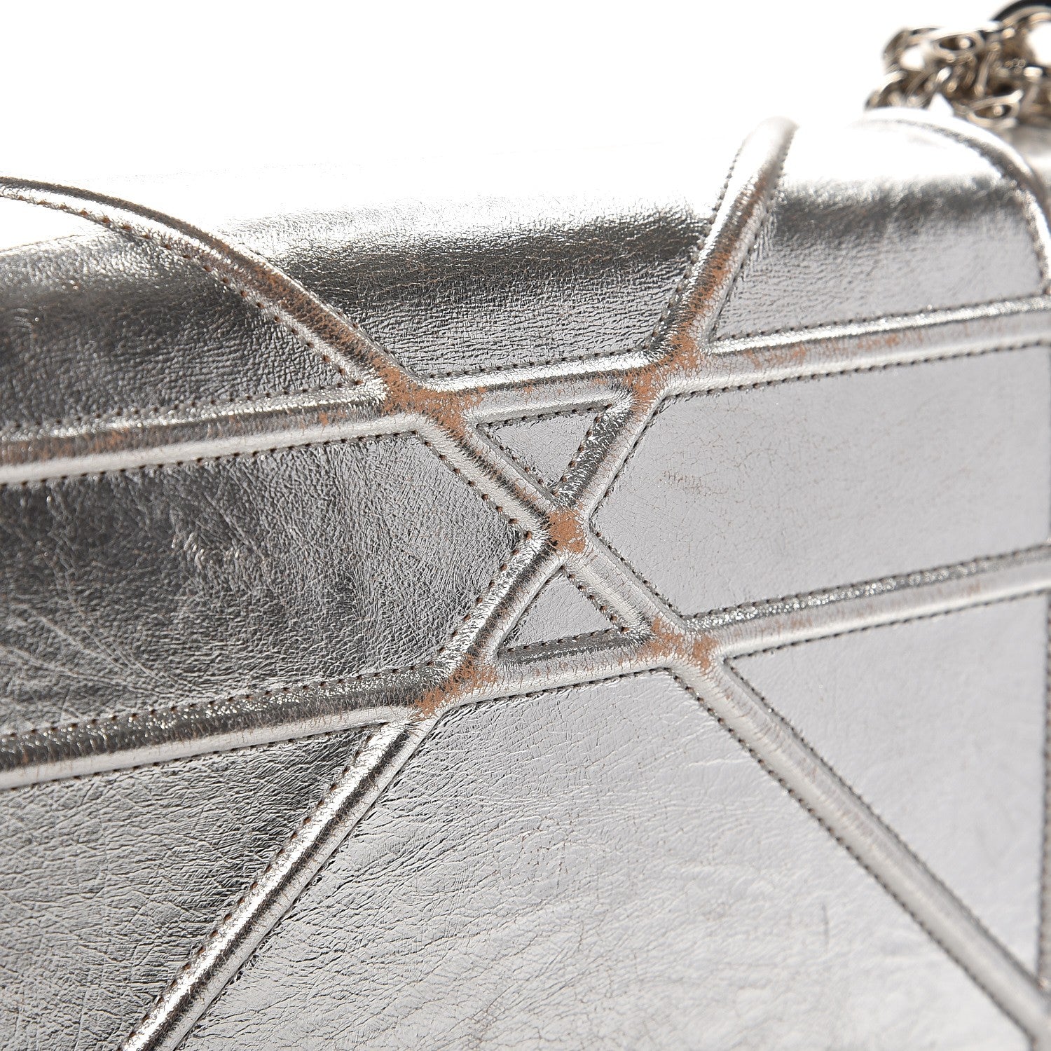 Christian Dior Metallic Crinkled Lambskin Medium Diorama Flap Bag Silver 12 of 17