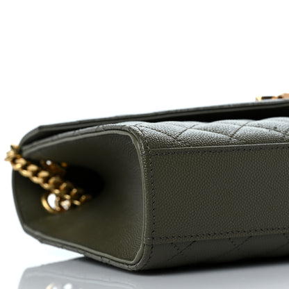 Saint Laurent Grain De Poudre Textured Mixed Matelasse Triquilt Medium Monogram Satchel Army Green 6 of 7