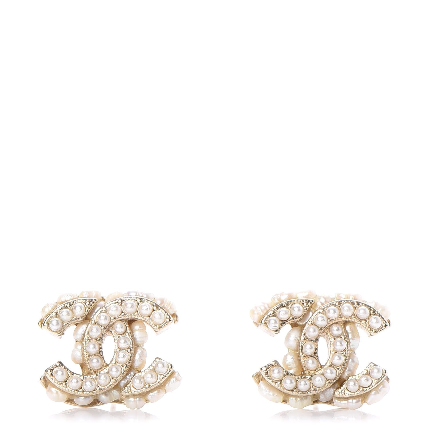 Chanel Pearl CC Earrings Light Gold 1 of 10