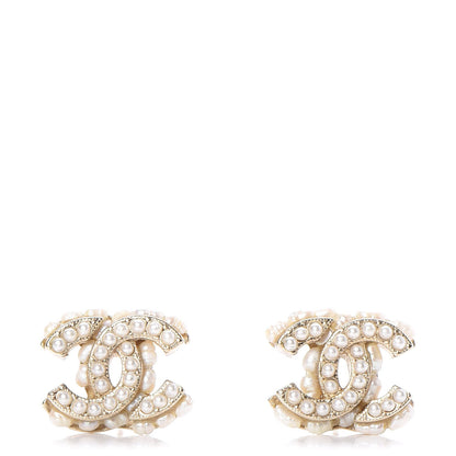 Chanel Pearl CC Earrings Light Gold 1 of 10