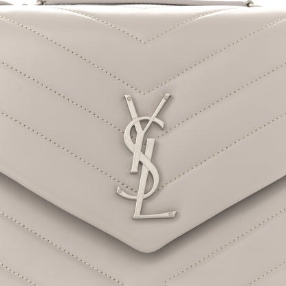 Saint Laurent Calfskin Y Quilted Monogram Medium Loulou Chain Satchel Light Gray 8 of 11