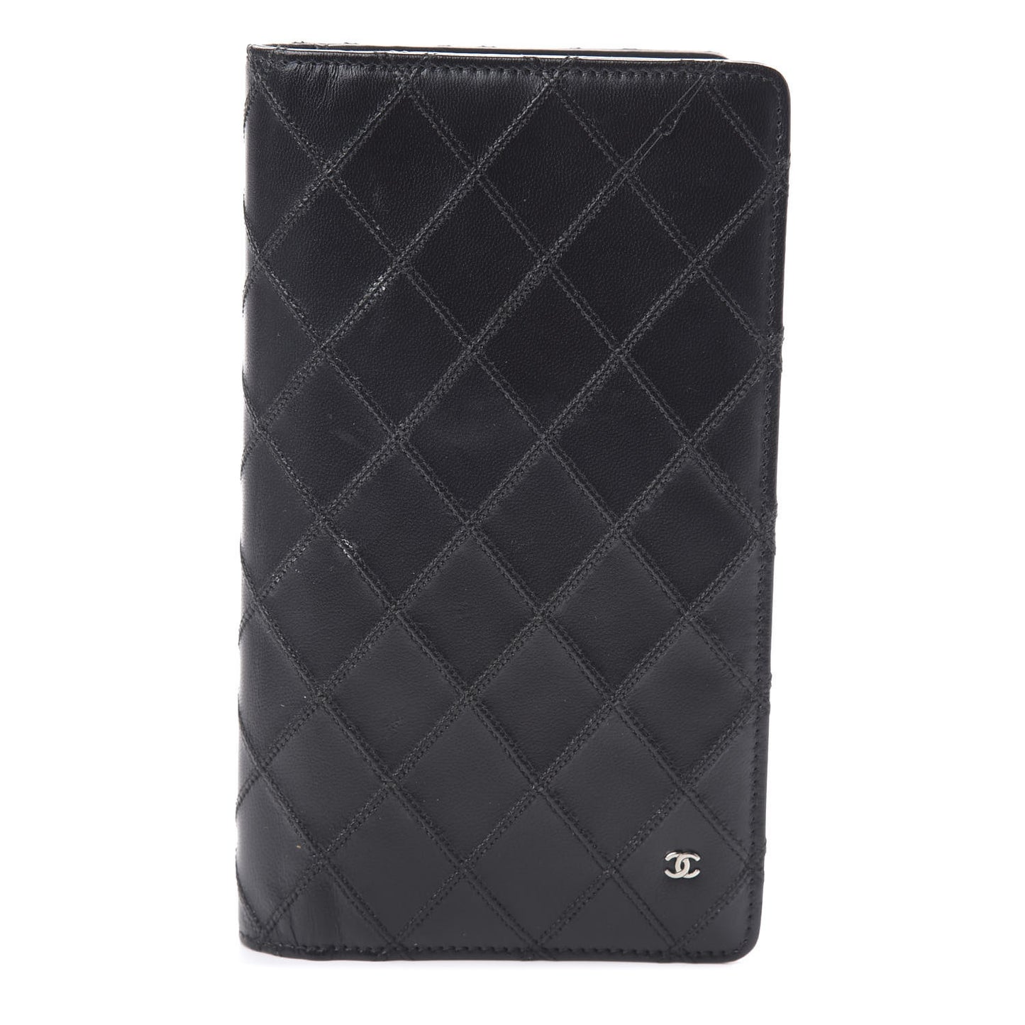 Calfskin Diamond Stitched Wallet Black
