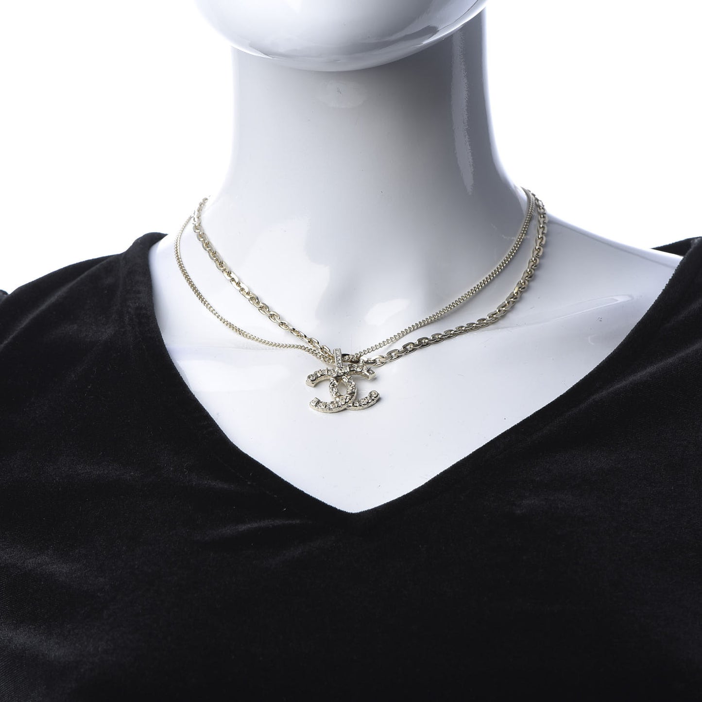 Crystal CC Multi Strand Chain Necklace Gold