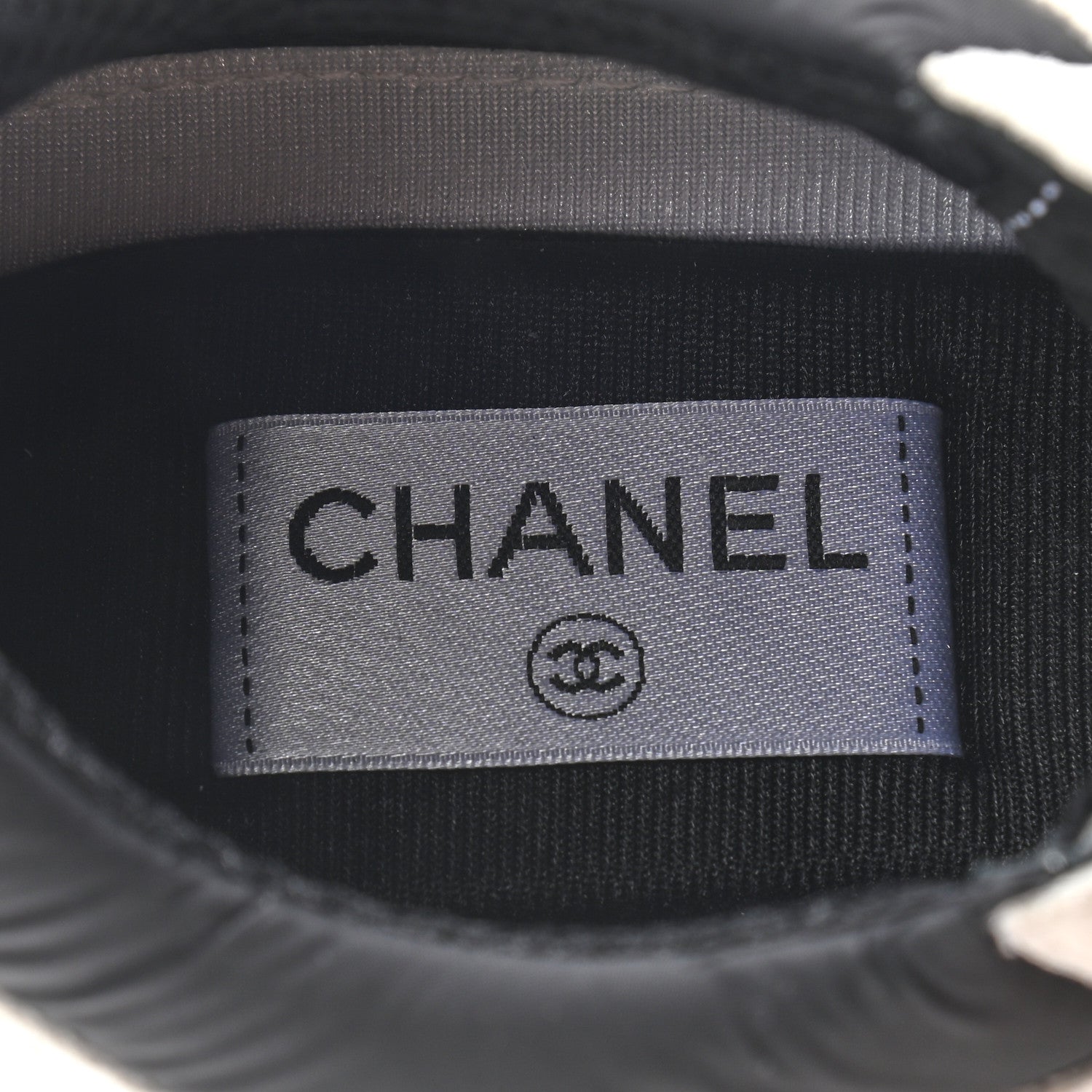 Chanel Mesh Suede Calfskin Grained Calfskin Womens CC Sneakers 40.5 White Black 6 of 8