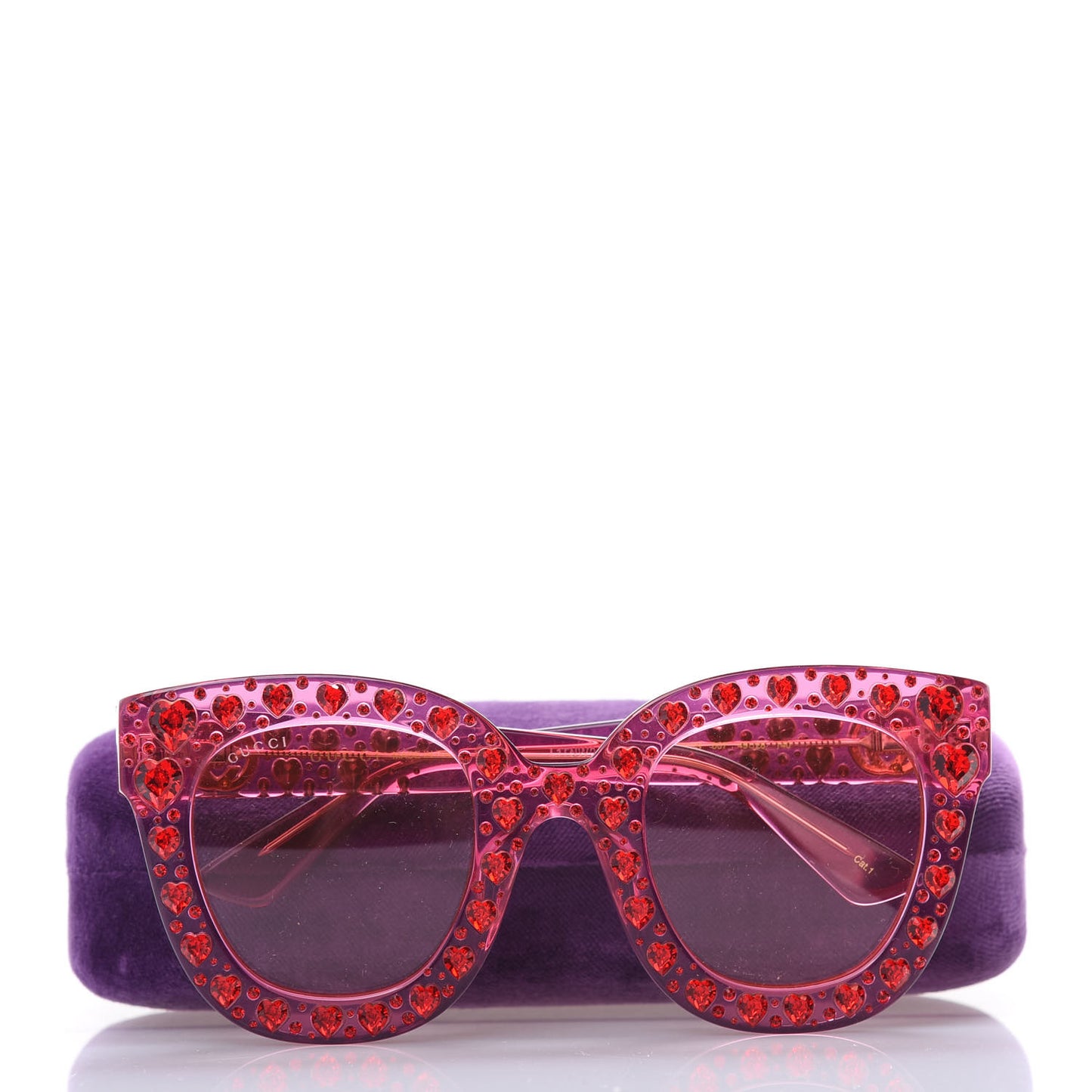 Acetate Crystal Heart GG0116S Sunglasses Fuchsia