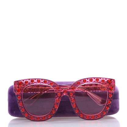 Gucci Acetate Crystal Heart GG0116S Sunglasses Fuchsia 8 of 8