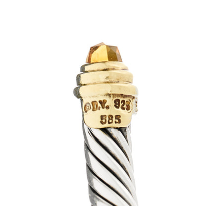 David Yurman Sterling Silver 14K Yellow Gold Citrine 5mm Cable Classics Petite Color Bracelet 3 of 3